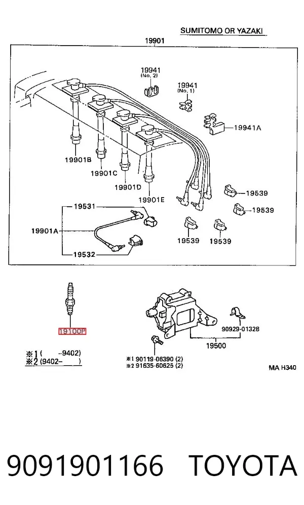 Vela de ignição 9091901166 Toyota