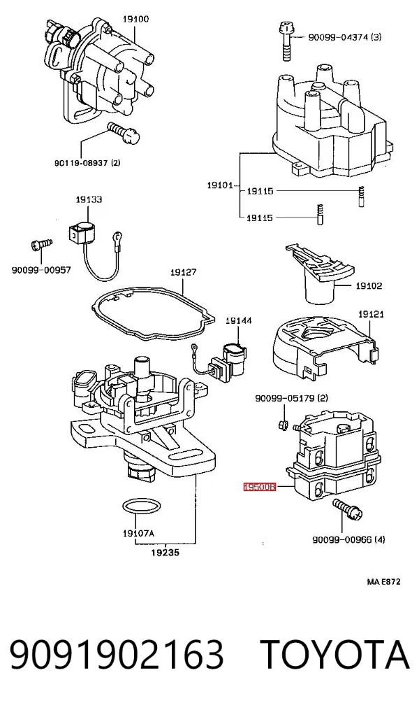 Bobina de ignição 9091902163 Toyota