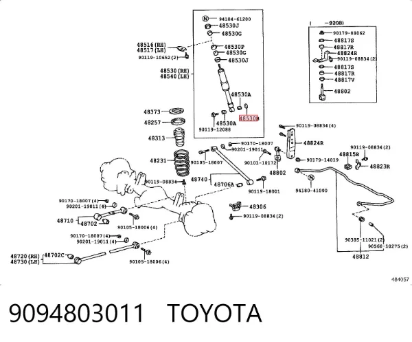 Amortecedor traseiro 9094803011 Toyota