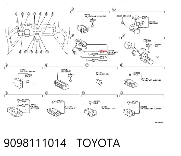 Lâmpada de quebra-luz de iluminação de salão/de cabina 9098111014 Toyota