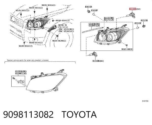 Lâmpada 9098113082 Toyota