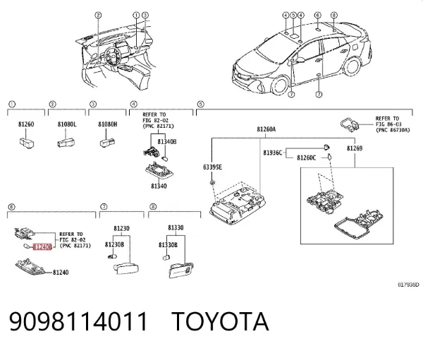 Lâmpada de quebra-luz de iluminação de salão/de cabina 9098114011 Toyota