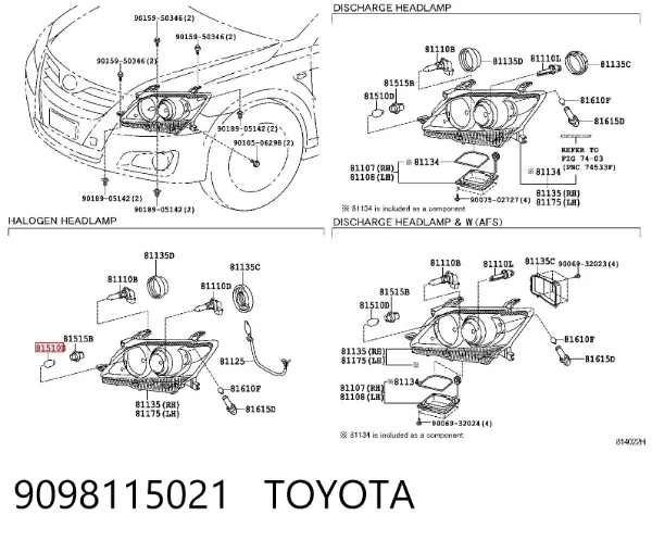 Lâmpada 9098115021 Toyota