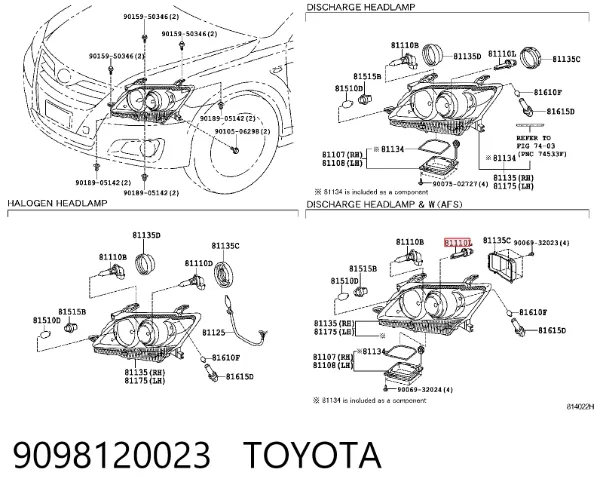 Lâmpada de xénon 9098120023 Toyota