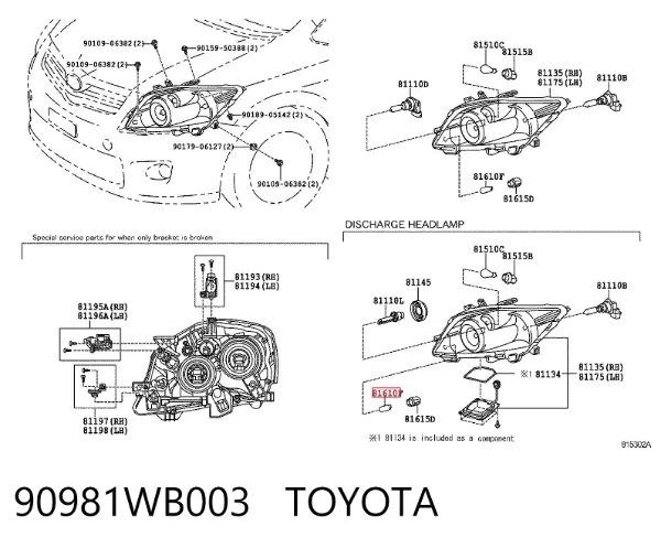 Lâmpada de quebra-luz de iluminação de salão/de cabina 90981WB003 Toyota