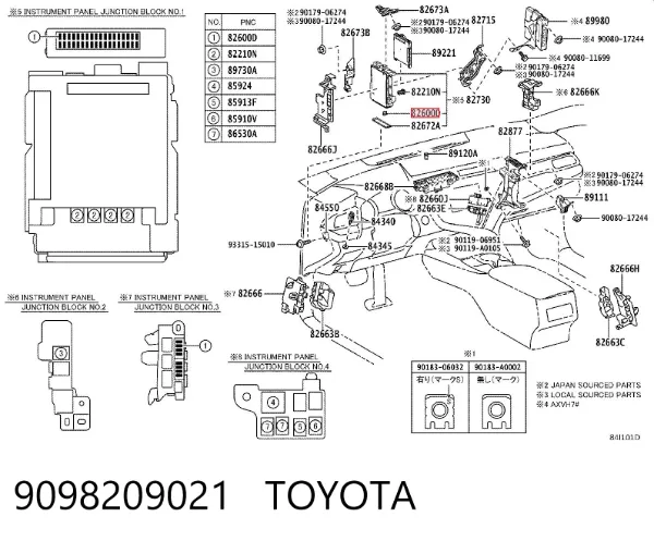 Dispositivo de segurança 9098209021 Toyota