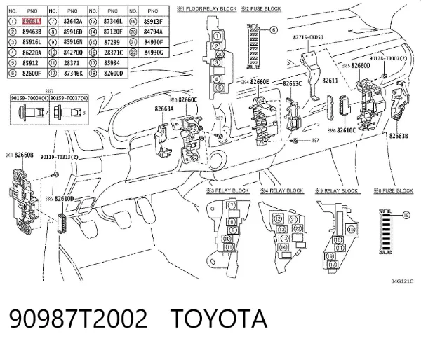 Relê elétrico multifuncional 90987T2002 Toyota