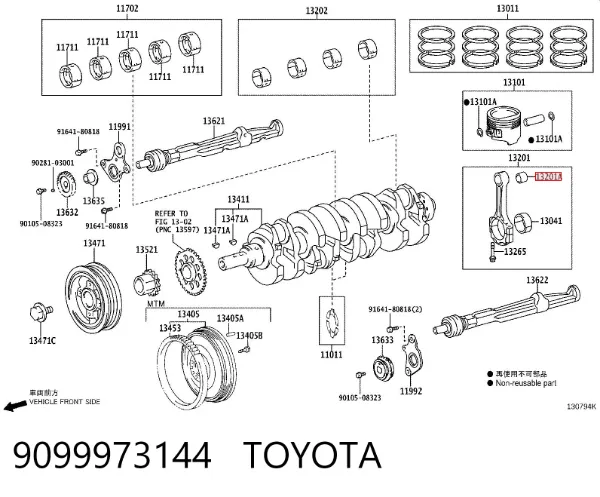Bucha de biela 9099973144 Toyota