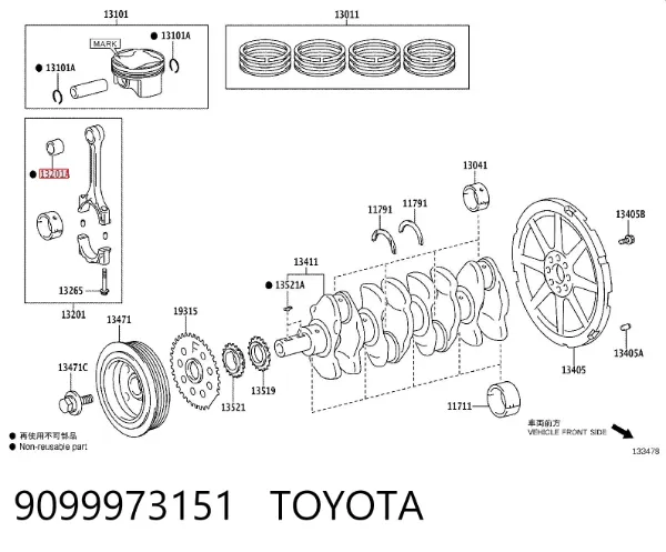 Bucha de biela 9099973151 Toyota