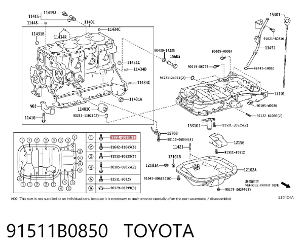  91511B0850 Toyota