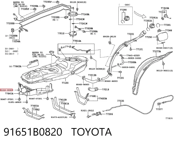 Parafuso de fixação do radiador 91651B0820 Toyota