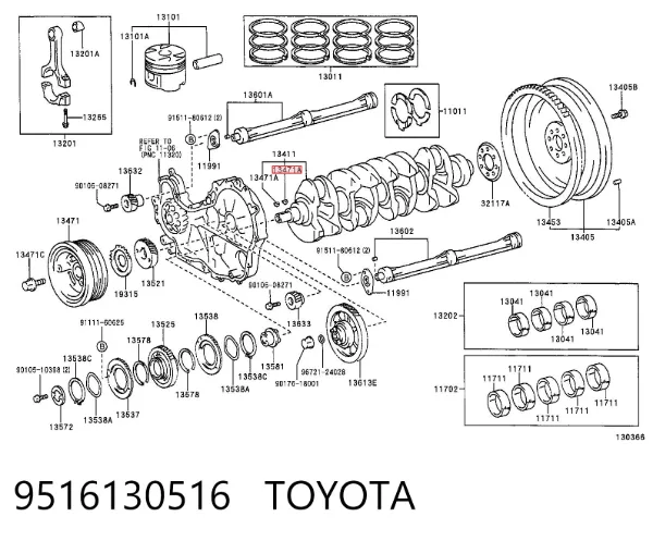 Chaveta de cambota 9516130516 Toyota