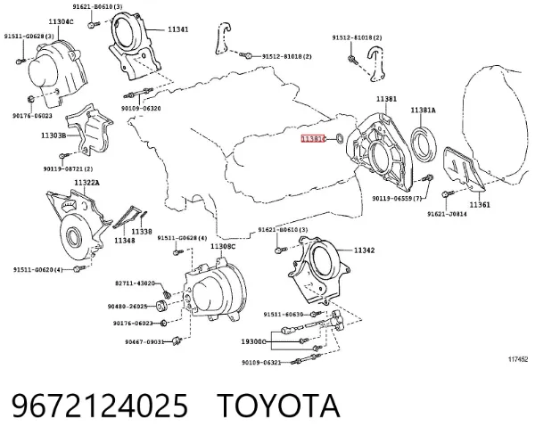 Vedação traseira da árvore distribuidora de motor 9672124025 Toyota