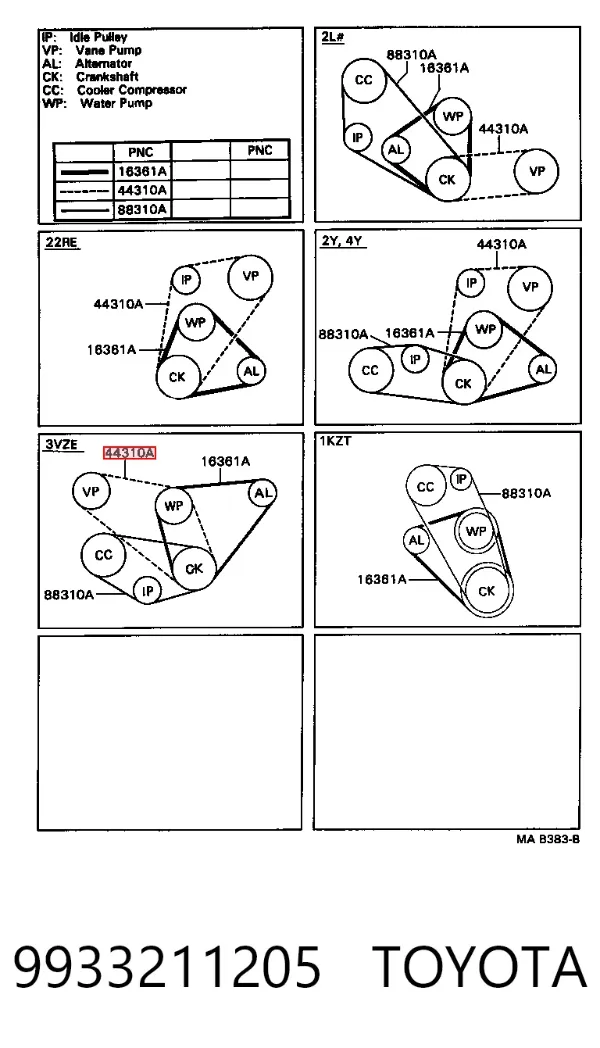 Correia dos conjuntos de transmissão 9933211205 Toyota