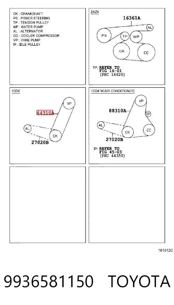 Correia dos conjuntos de transmissão 9936581150 Toyota
