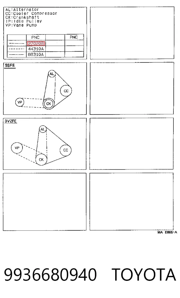 Correia dos conjuntos de transmissão 9936680940 Toyota