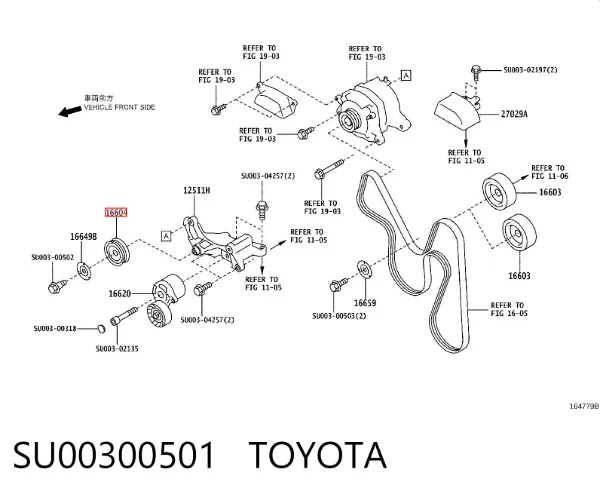 Reguladora de tensão da correia de transmissão SU00300501 Toyota
