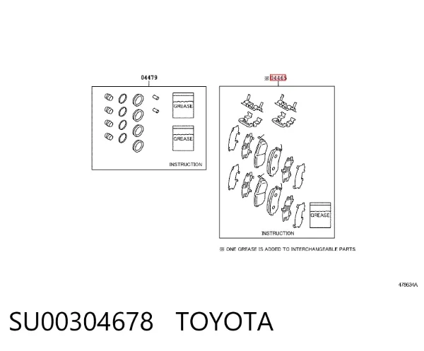 Sapatas do freio dianteiras de disco SU00304678 Toyota