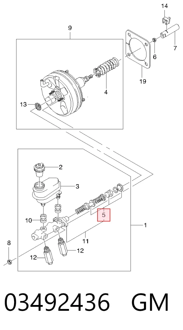 Kit de reparação de cilindro mestre do freio 03492436 General Motors