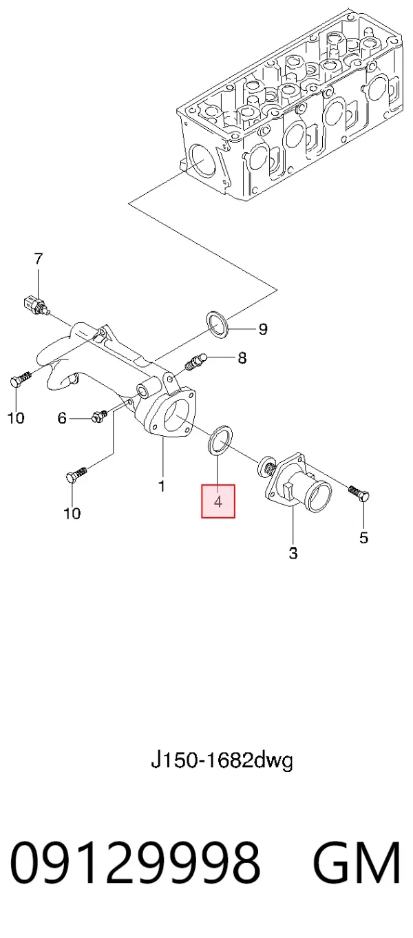 Vedante de termostato 09129998 General Motors