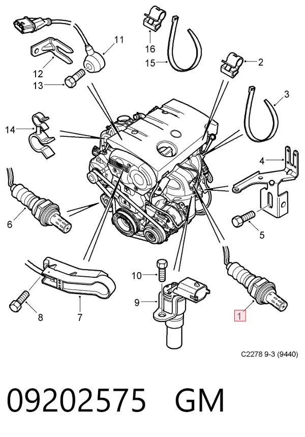 Sonda lambda, sensor de oxigênio até o catalisador 09202575 General Motors