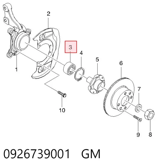 Rolamento de cubo dianteiro 0926739001 General Motors