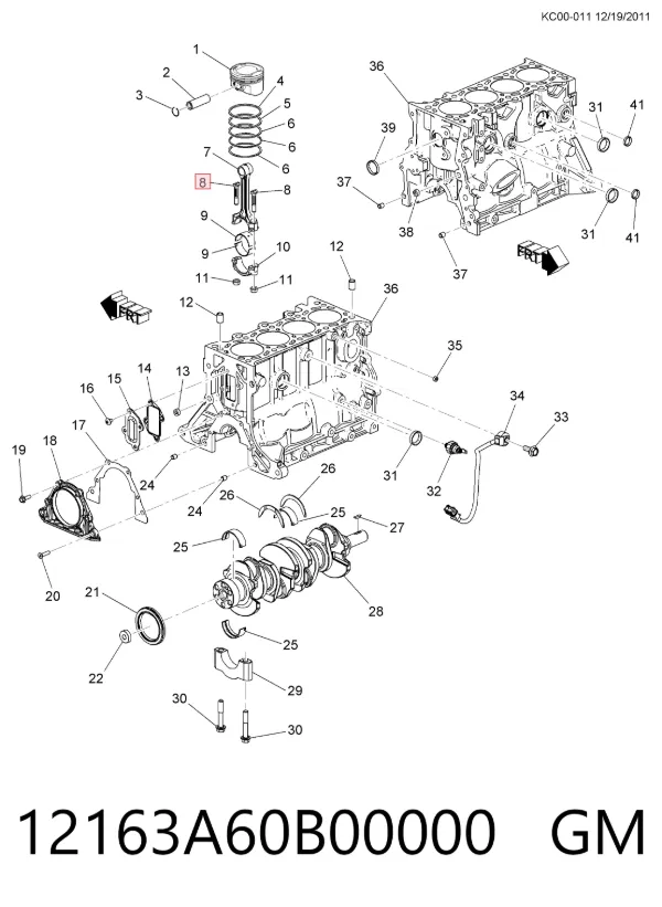Parafuso de biela 12163A60B00000 General Motors