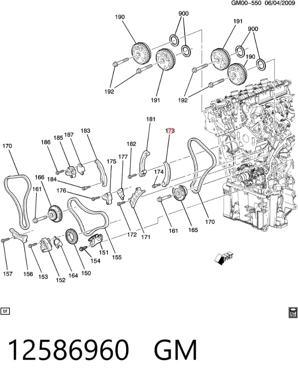 Sapato de reguladora de tensão da cadeia do mecanismo de distribuição de gás 12586960 General Motors