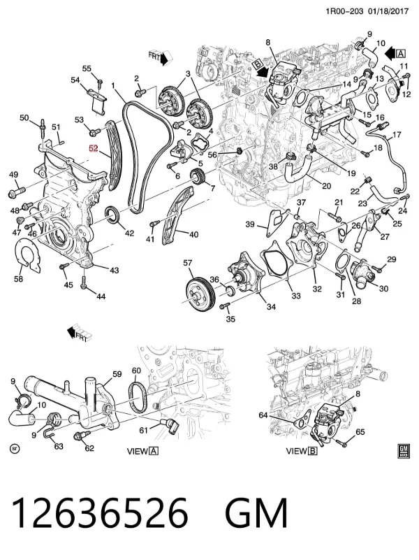 Amortecedor de cadeia do mecanismo de distribuição de gás, direito Opel Astra K