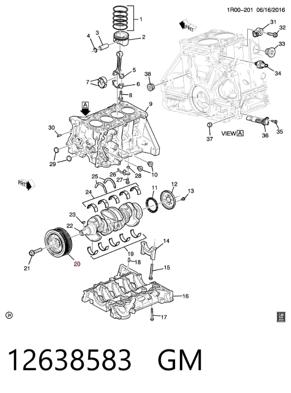 Polia de cambota 12638583 General Motors