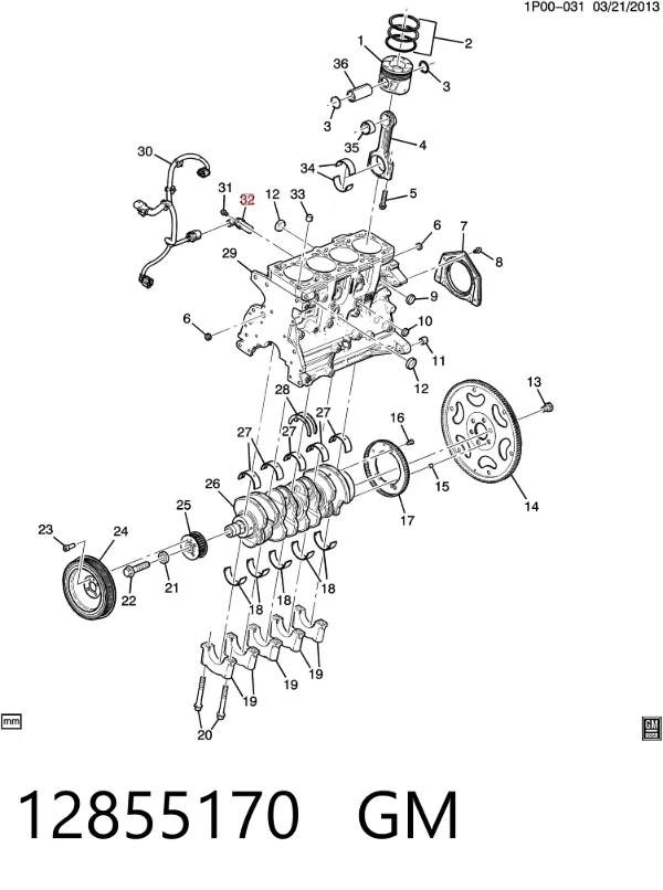 Sensor de posição (de revoluções) de cambota 12855170 General Motors