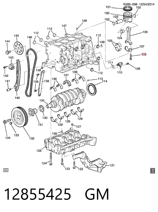 Parafuso de biela 12855425 General Motors