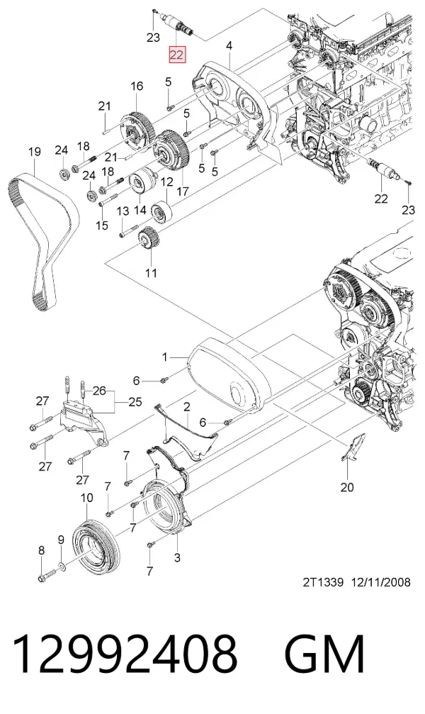 Válvula eletromagnética de posição (de fases) da árvore distribuidora 12992408 General Motors