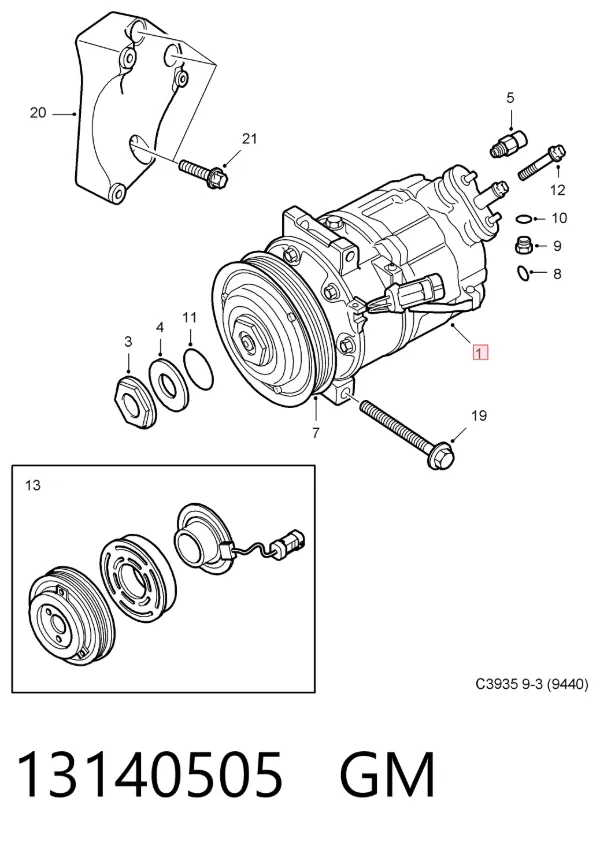 Compressor de aparelho de ar condicionado 13140505 General Motors
