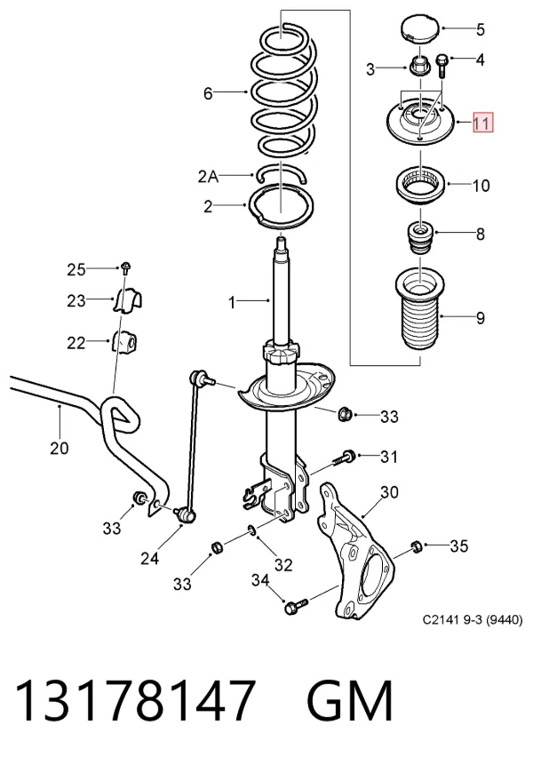 Suporte de amortecedor dianteiro 13178147 General Motors