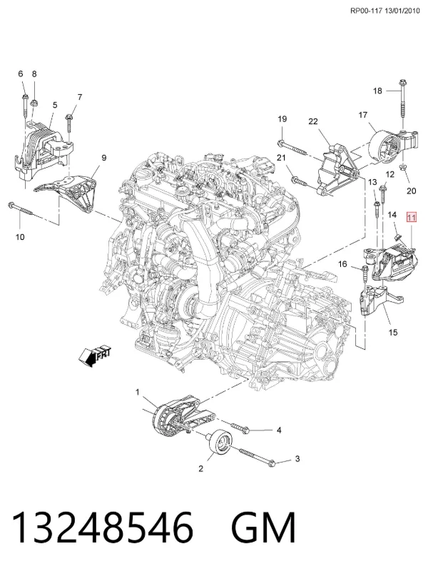 Coxim (suporte) esquerdo de motor 13248546 General Motors