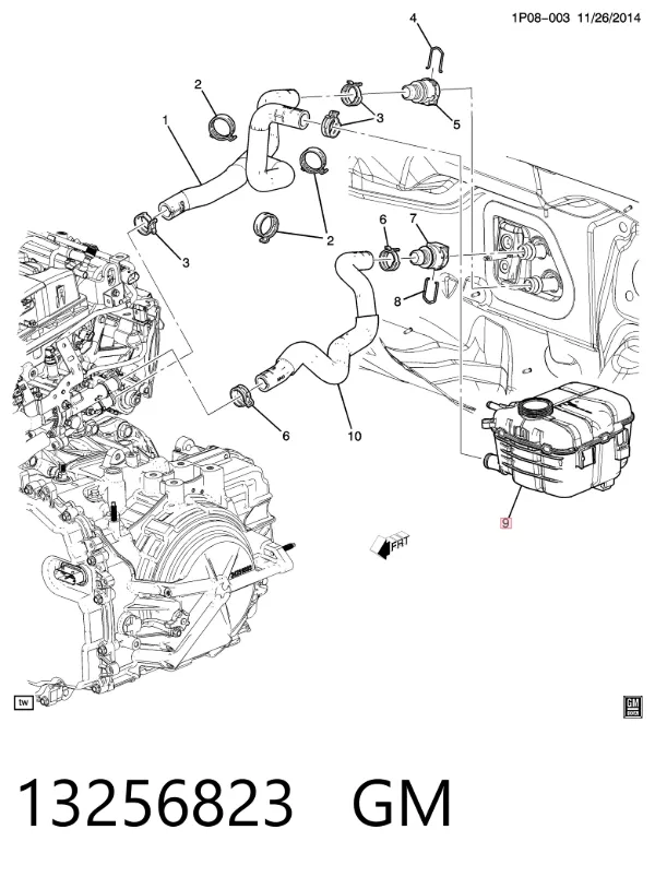 Tanque de expansão do sistema de esfriamento 13256823 General Motors