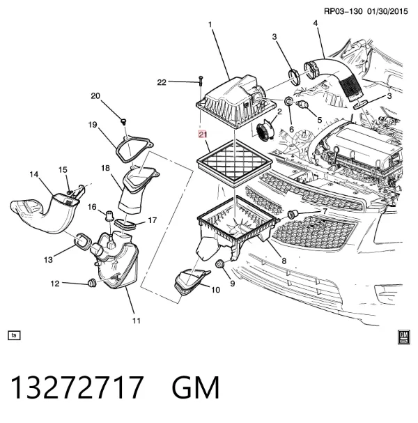 Filtro de ar 13272717 General Motors