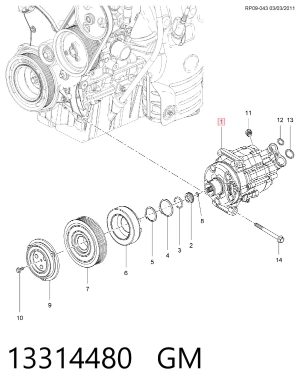 Compressor de aparelho de ar condicionado 13314480 General Motors