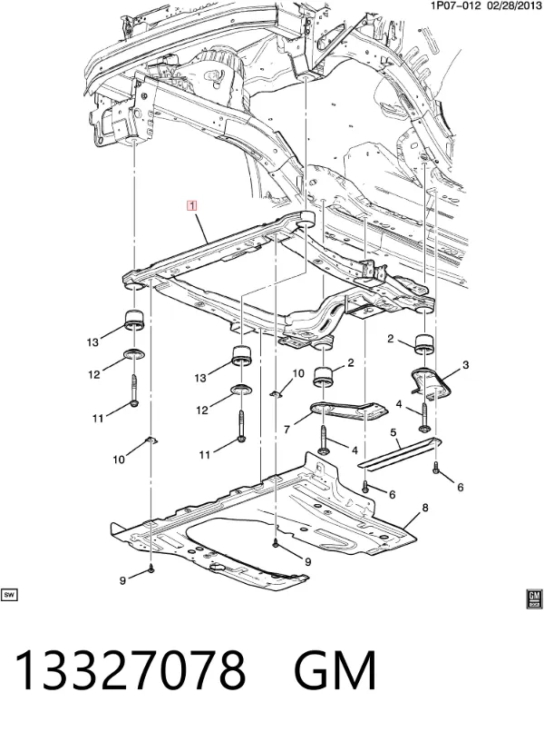 Viga de suspensão dianteira (plataforma veicular) 13327078 General Motors