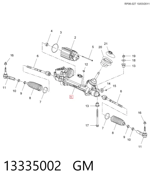 Cremalheira da direção 13335002 General Motors