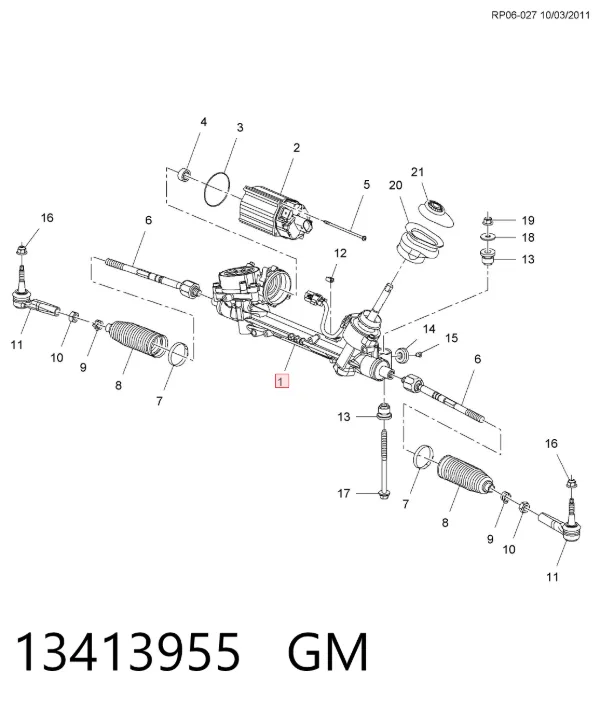 Cremalheira da direção 13413955 General Motors