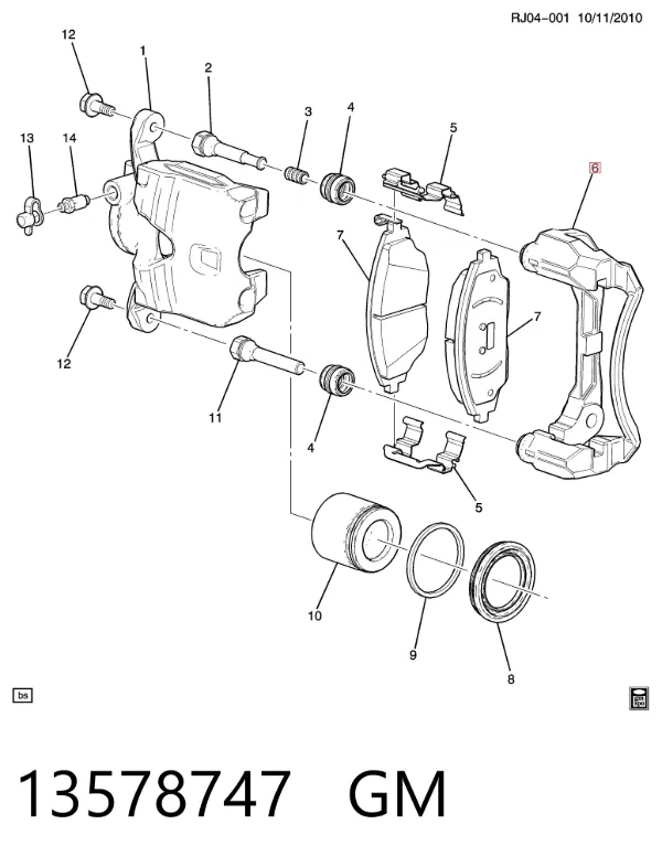 Kit de reparação de suporte do freio dianteiro 13578747 General Motors