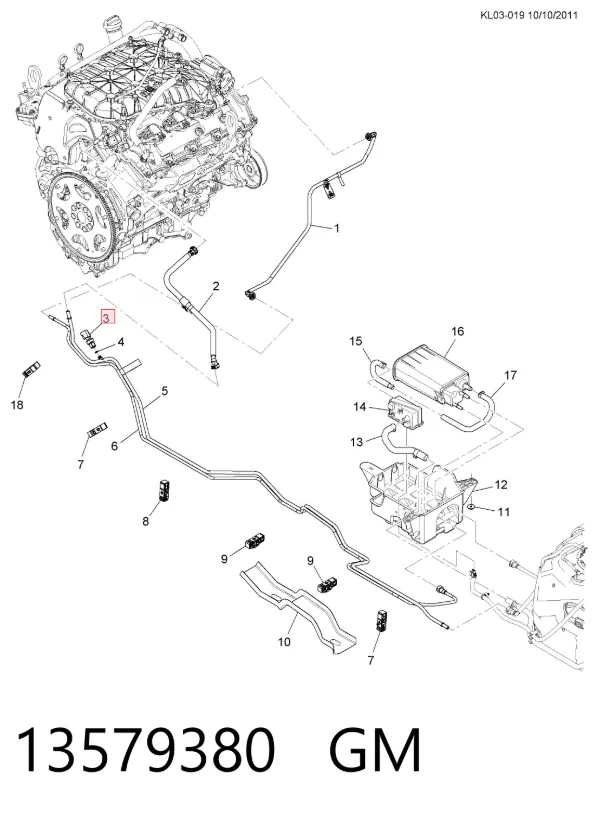 Sensor de pressão de combustível 13579380 General Motors