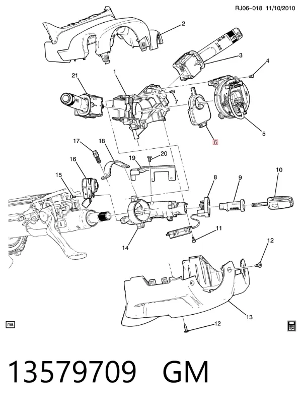 Sensor do ângulo de viragem do volante de direção 13579709 General Motors
