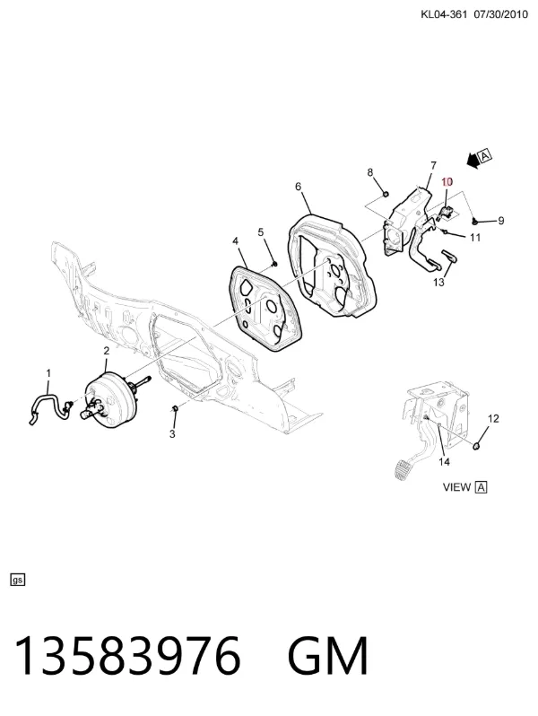 Sensor de ativação do sinal de parada 13583976 General Motors