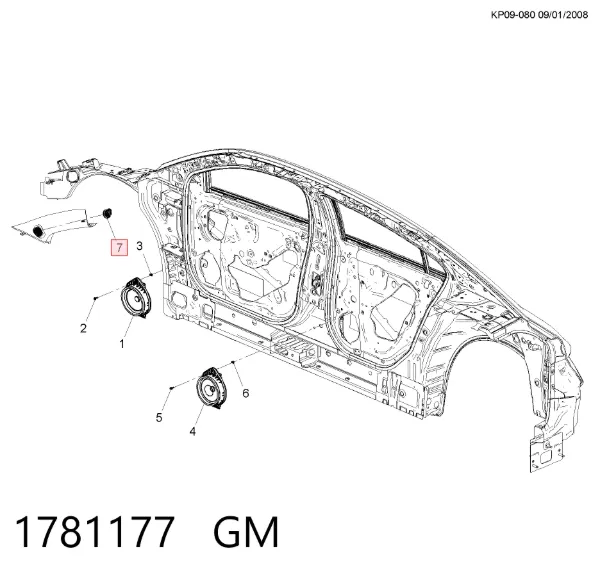 Alto-falante da porta dianteira 1781177 General Motors