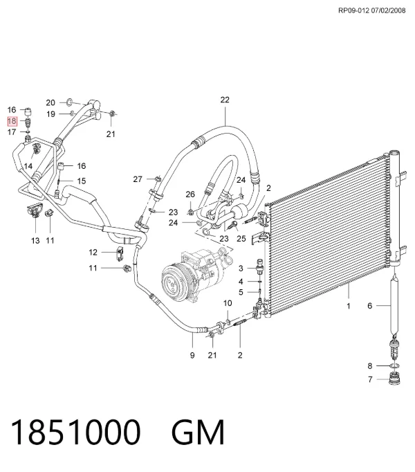 Válvula de reabastecimento de aparelho de ar condicionado 1851000 General Motors