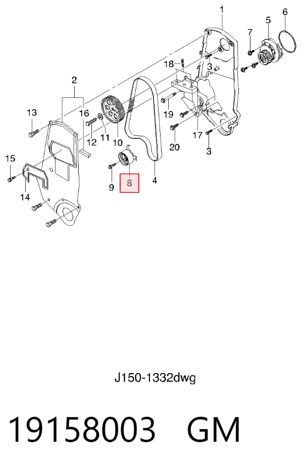 Rolo de reguladora de tensão da correia do mecanismo de distribuição de gás 19158003 General Motors