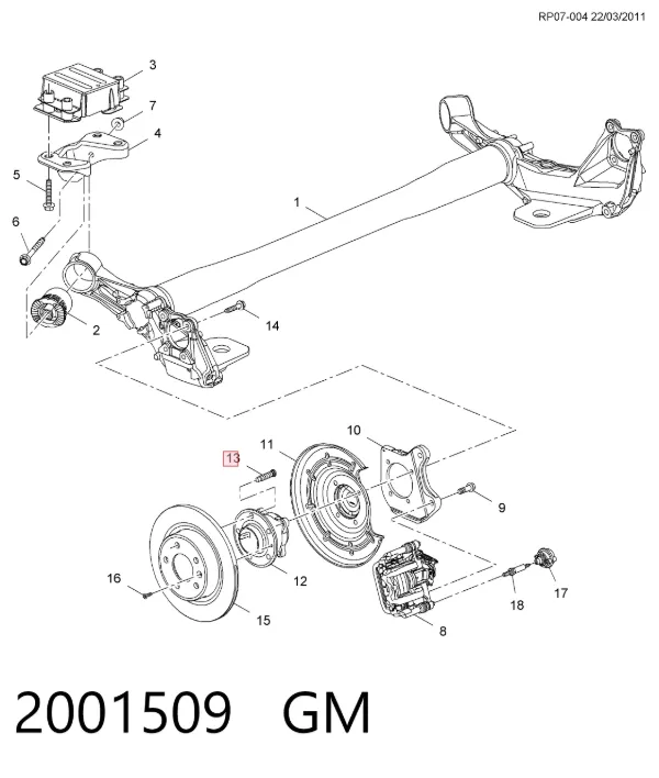Parafuso de cubo 2001509 General Motors